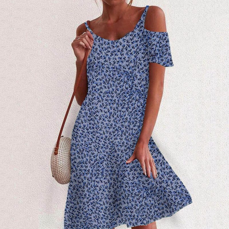 Femme Summer Beach Women's Dress 2021 Summer New Sundress Small Floral Digital Printing Casual Loose Strapless Dress платье