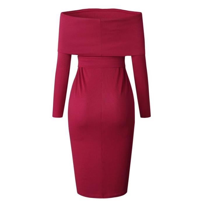 Solid Color Long SLeeve Bodycon Dress
