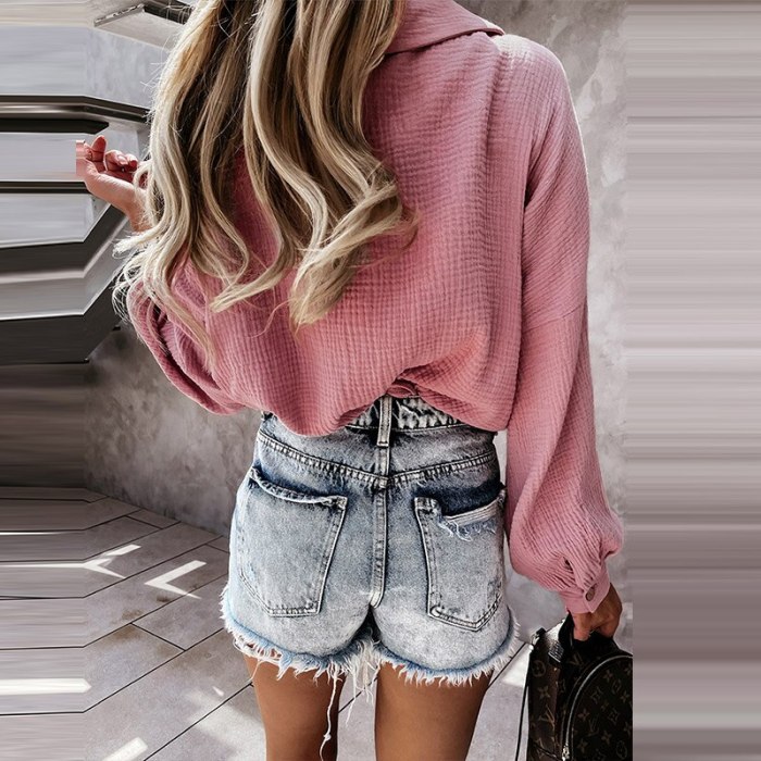 2021 Autumn Casual Solid Office Lady Blouse Spring Shirt Elegant Turn-Down Collar Button Tops Women Fashion Loose Pullover New