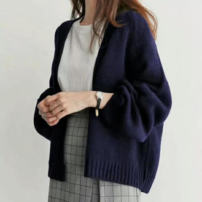 Knitted Sweater Cardigan Women Autumn Winter Open Stitch Knitted Sweaters Casual Loose Cardigans Knit Top Rebeca Mujer