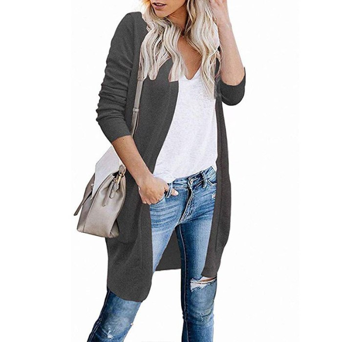 Autumn and winter new solid color sweater women's long sleeved cardigan coat