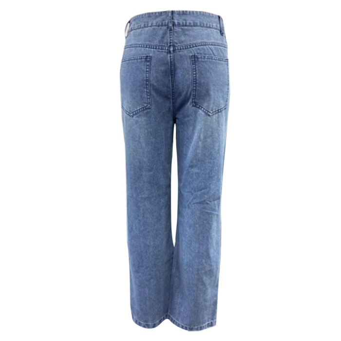 Women's Jeans Y2K Loose Fit Pants 2021 Fashion Ripped Wide Leg jean for girls High Waist Wash Trousers Summer Baggy Streetwear