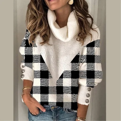 Women Lace patchwork Sweaters 2021 Autumn Buttons knit pullovers Elegant Winter Sexy V Neck Knitted sweater tops jumpers 5XL