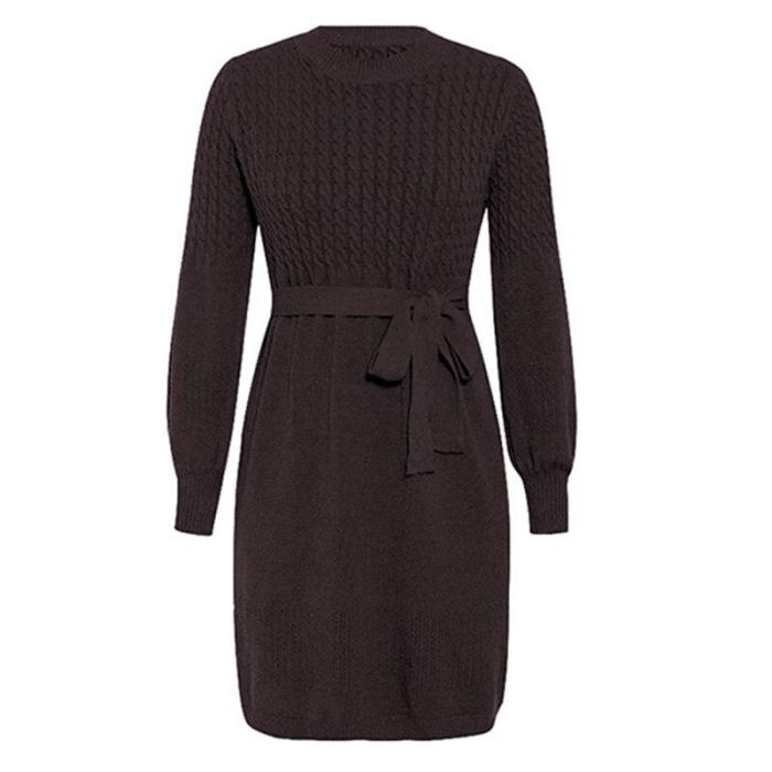 streetally Elegant high waist knitted dress women Office ladies autumn winter belt sweater dress female Soft bodycon midi dress