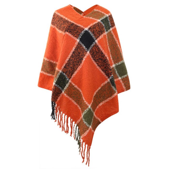 Poncho for Women 2021 Autumn Winter New Imitation Cashmere Striped Cloak Knitted Fringe Scarf Shawl Lady Pullover Sweater