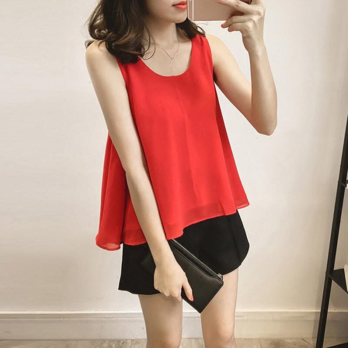 Spring And Summer Shirt Blouse Women Clothes Casual Ladies Tops Shirt Large Size 4XL Loose Black Sleeveless Women Blouse Q2525