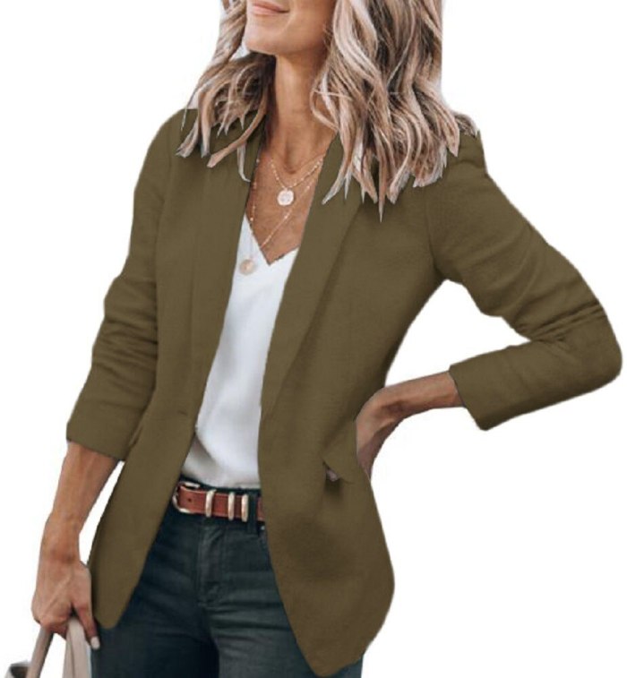 Solid Color One Button British Blazers Style European and American Blazer jacket coat women
