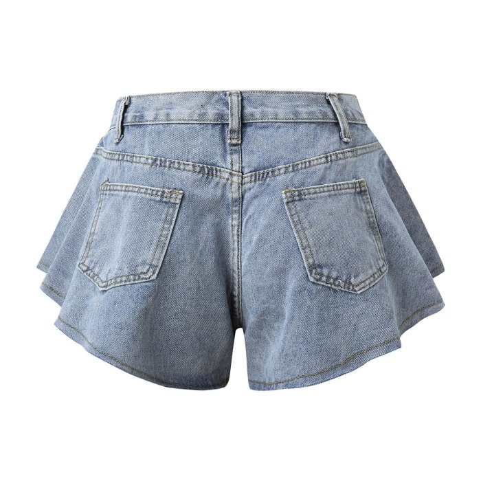 Women's Jeans Funny Summer Casual Vintage Sexy Fashion Women Casual High Waist Leg Solid Jeans Button Shorts Loose Pants