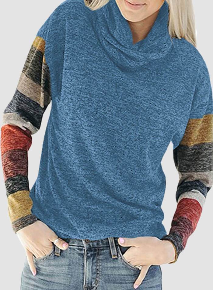 Turtleneck Color Block Sweatshirt