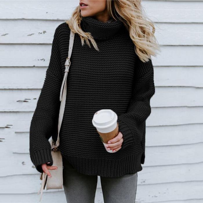 Turtleneck Thick Crochet Pullover Loose Sweater