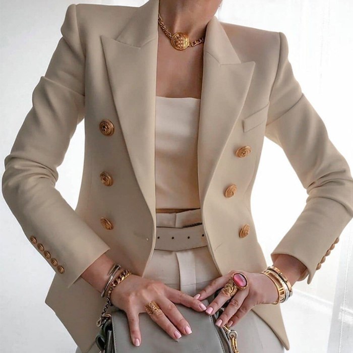 Blazer Women Office Jacket Double Breasted Harajuku Blazer Slim Fitting Female Blazer 2021 Coat Office Ladies Outfit