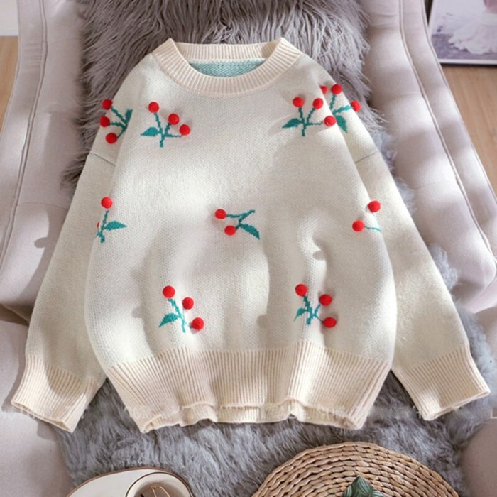3D Plush Ball Decoration Sweater Casual Loose Pullover