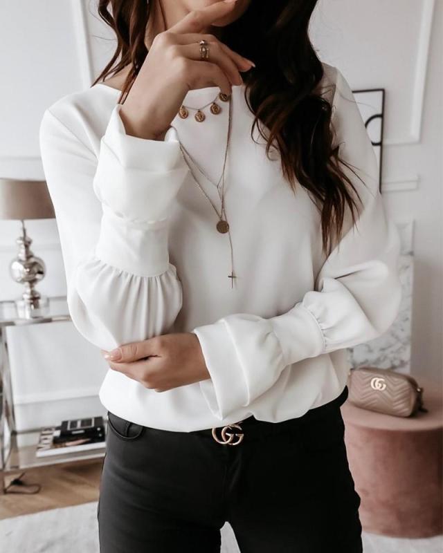 Round Neck Bell Sleeve Top