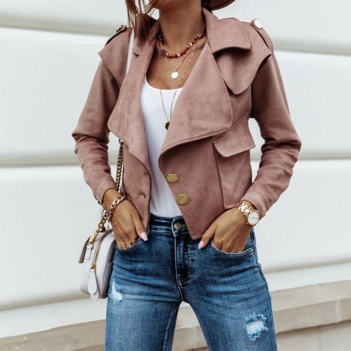 Solid Single Breasted Women's Jacket Turn Down Collar Slim Short Winter Woman Coats 2021 Streetwear Casual Jackets For Women Top