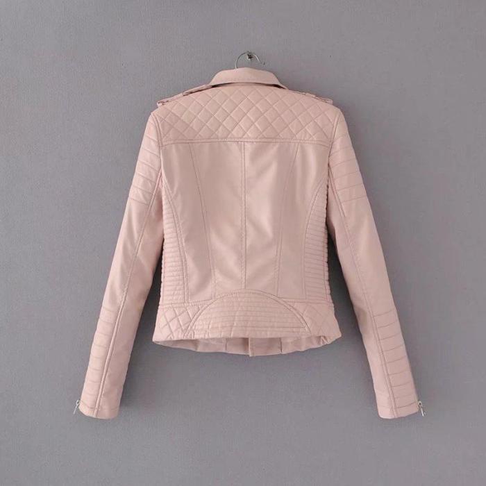 Pure Color Zippers Women Slim Short Jacket