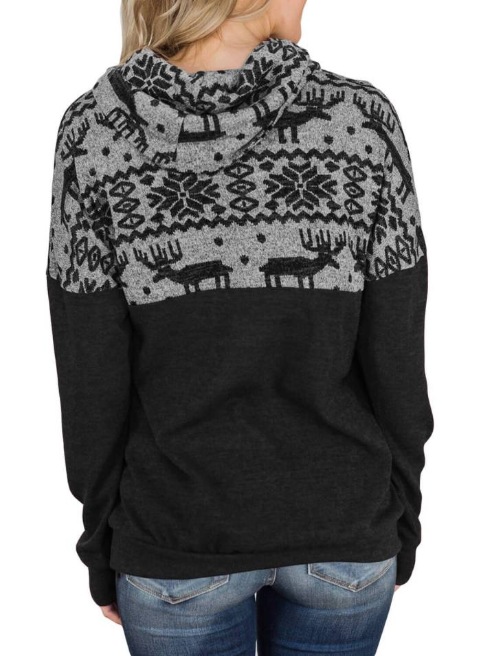 Touch Of Christmas Reindeer Cowl Neck Top