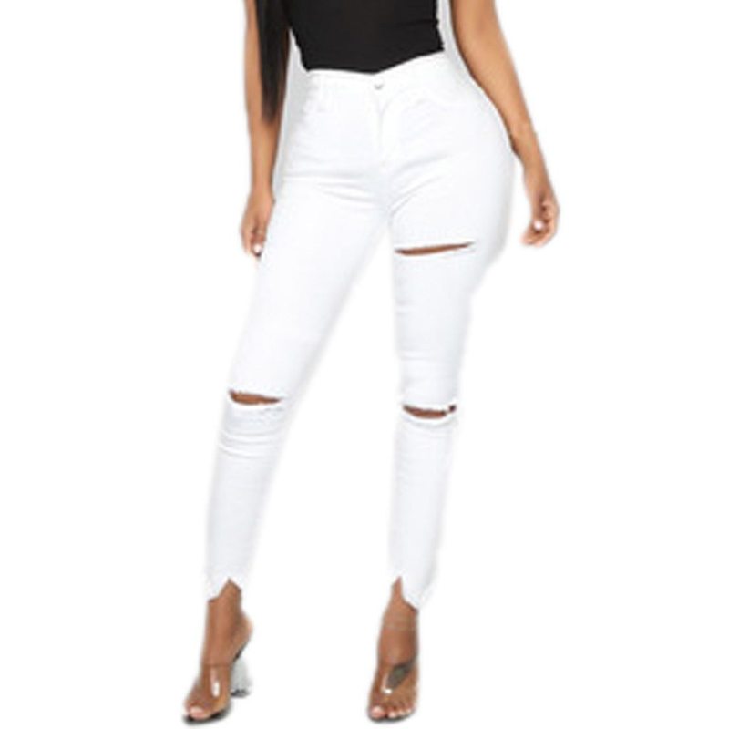 2020 Sexy Women Skinny white Jeans Mid Waist Stretch Pencil Pants Fashion new ladies slim denim overalls jeans pants Damskie