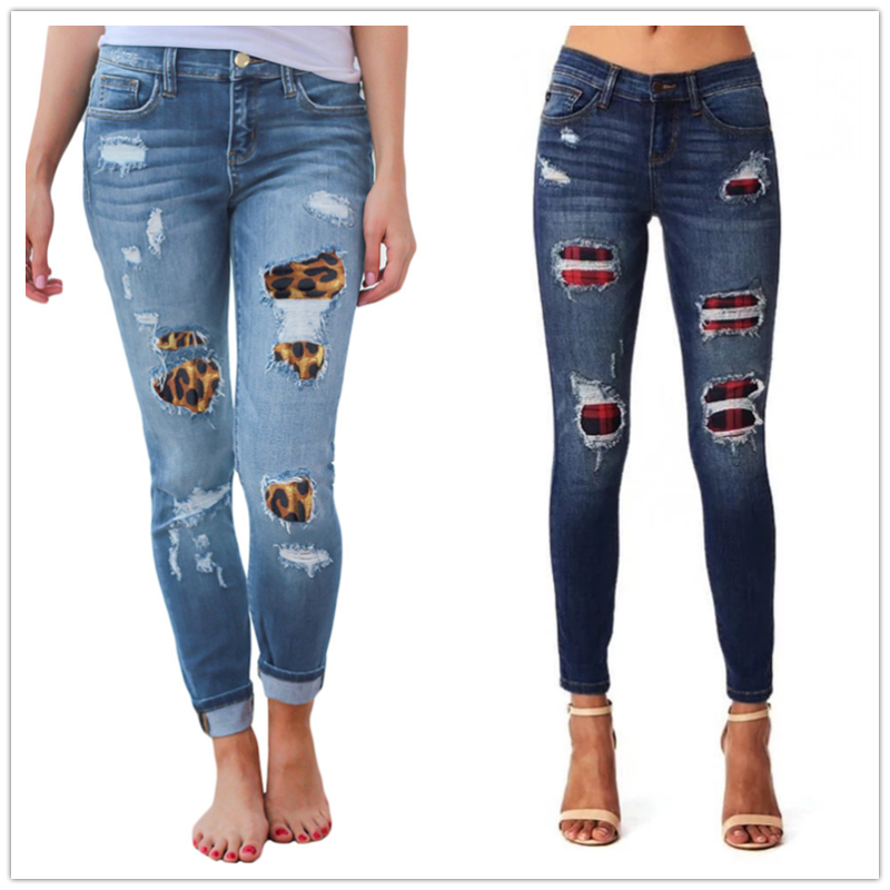 women's ripped Fashion stretch Skinny denim casual hipster jeans