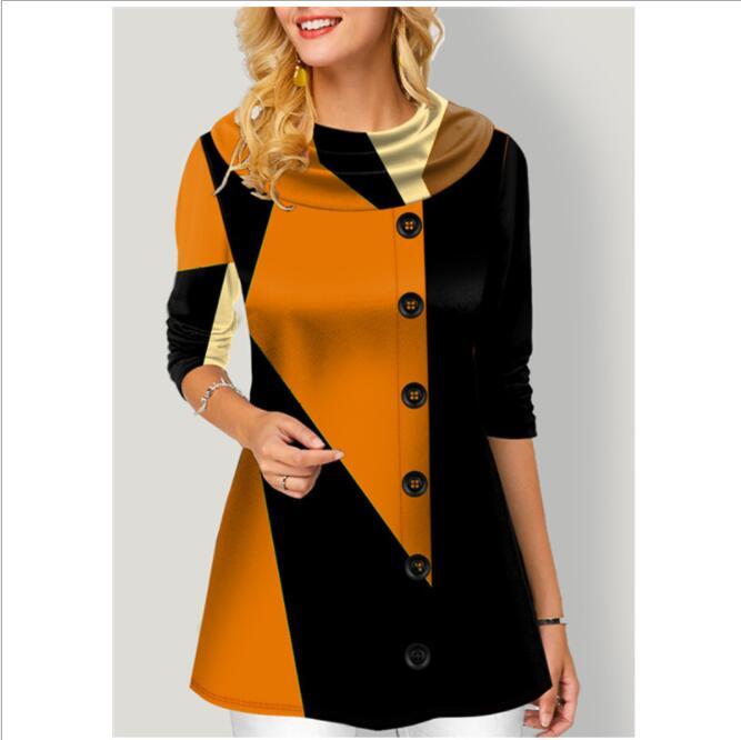 2021 Fall new top selling dress lapel long sleeve single-row buttonhole plaid patchwork dress women's