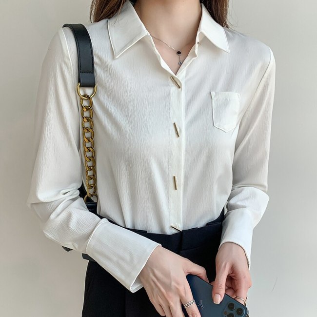 2021 Autumn New Chiffon Women Shirt Long Sleeve Office Lady Button Up Shirt Temperament Ladies Tops Camisas De Mujer