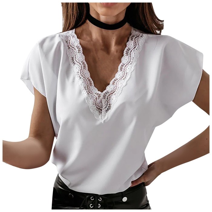 Lace White Shirts And Tops For Female 2021 Summer Women's V-neck Loose Short-sleeved Bottoming Shirt Top Shirt Casual Top Summer