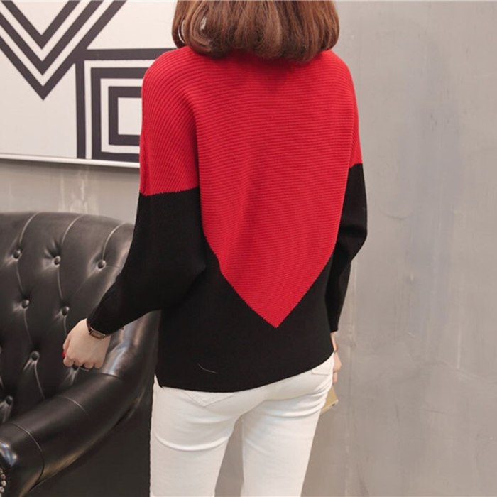 Women Knitted Batwing Sleeve Sweater Loose Pullover