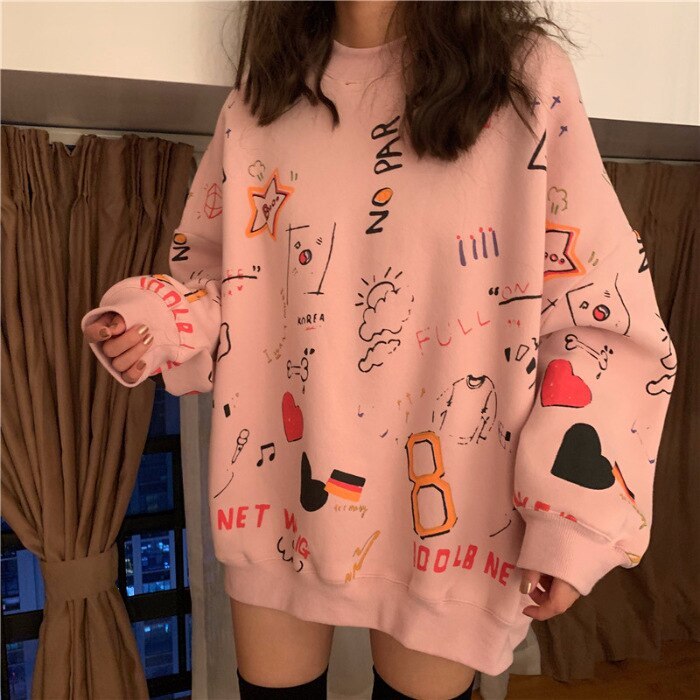 Hip Hop Pastel Sweatshirt Printing Loose Hoodie