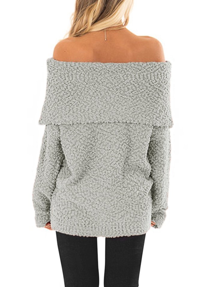 Elegant Off Shoulder Hairy Sweater