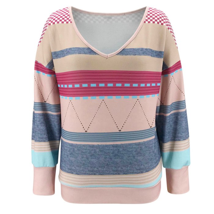 Casual Knitted Sweater Women V Neck Long Sleeve Pullovers