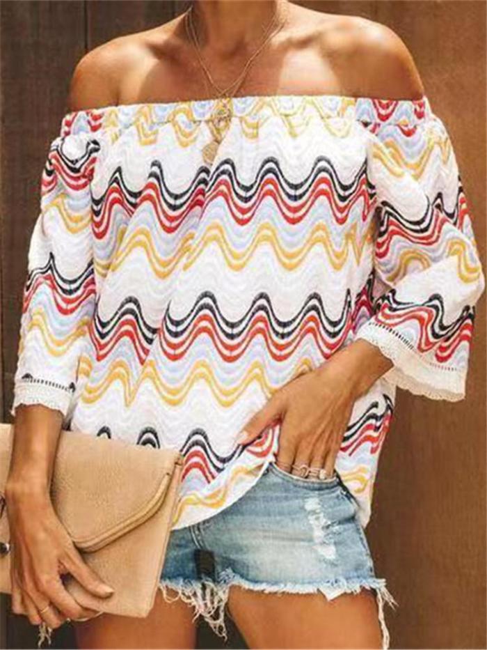 Fashion Womens One-neck Print Shirt