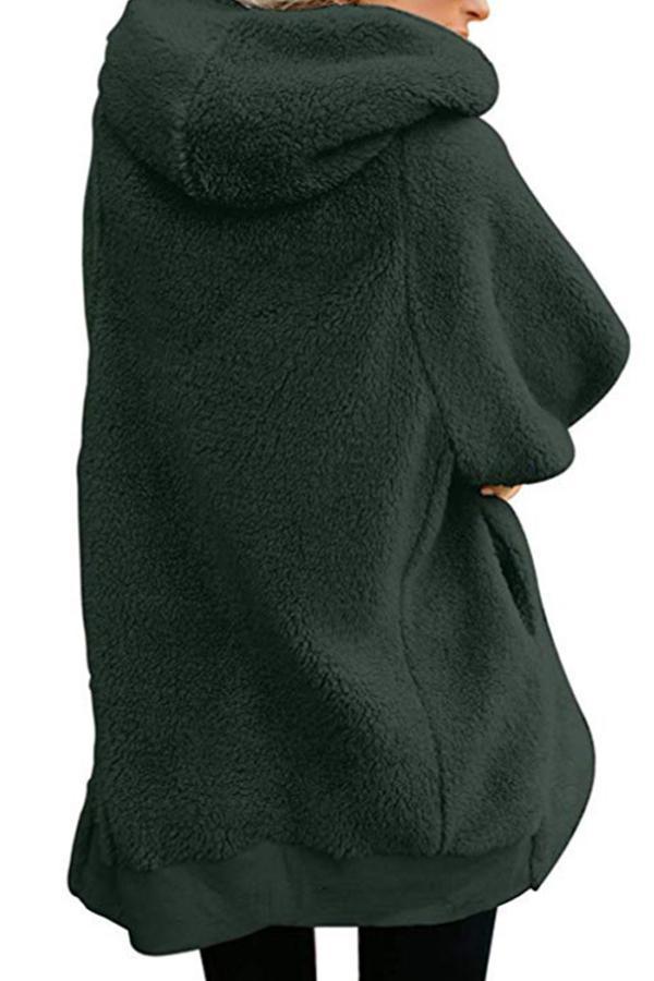 Hooded Zipper Plain Outerwear