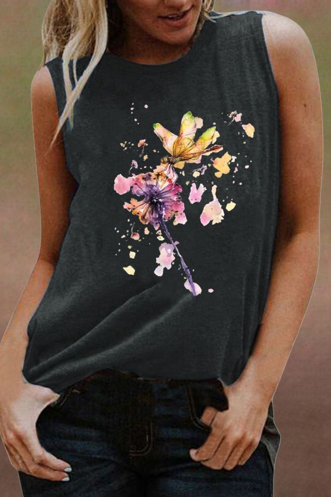 Summer Sleeveless Printed Vest Street Sports Casual Loose Tops Personalized Oil Painting Printed T-shirt Unisex T-shirt Tops