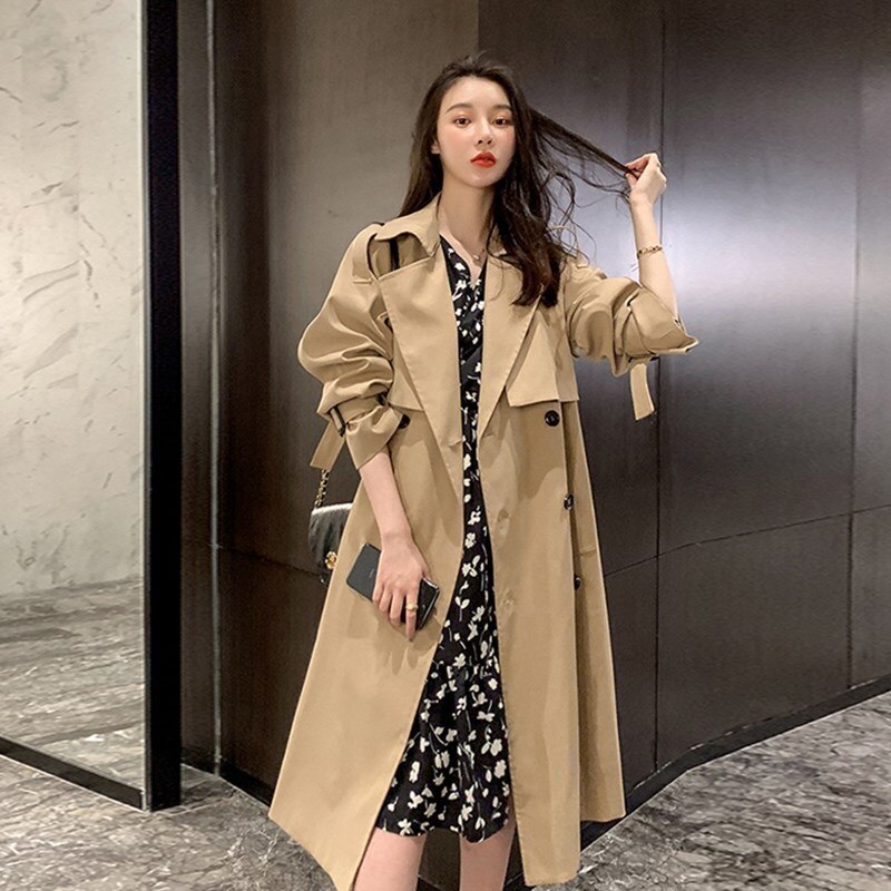 Woolen Coat Women's Casual British Windbreaker Hepburn Long Jacket 2021 Fashion Loose Temperament Windbreaker Jacket for Women