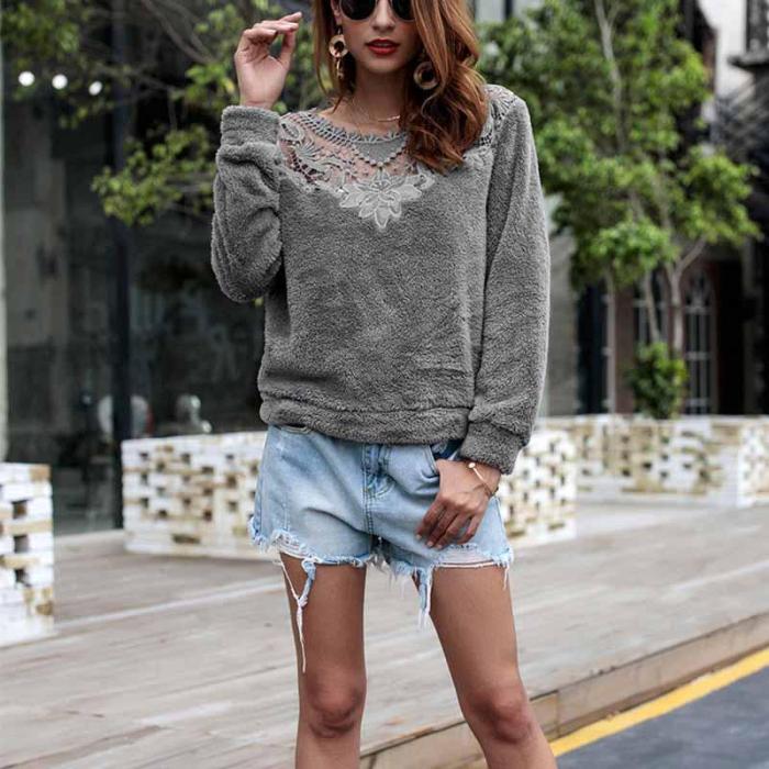 Sexy Hollow Out Long Sleeve Blouse