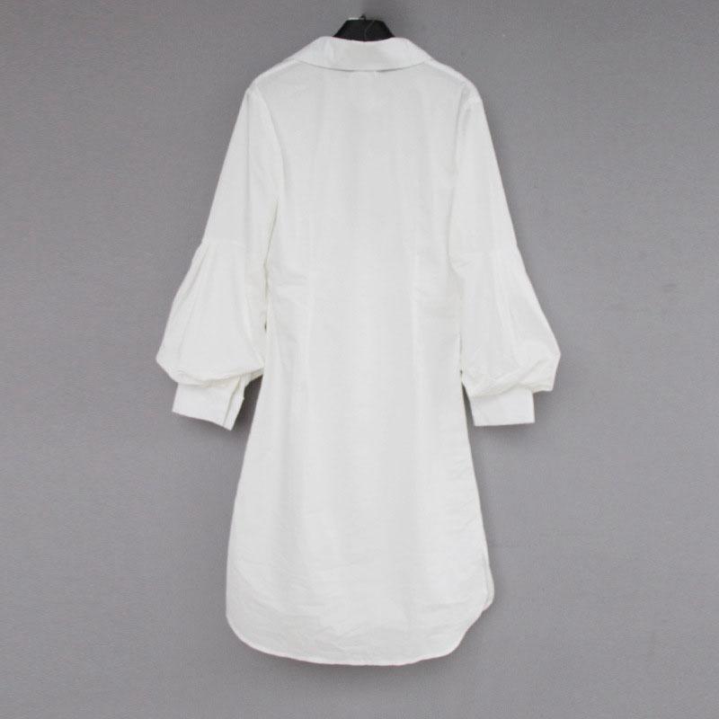 New White Lantern Sleeves Long Dress