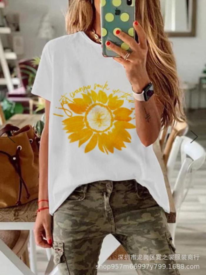 Women's T-shirt with Sunflower Print