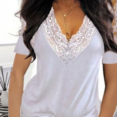 Summer Sexy V-neck Lace stitching Top For Women