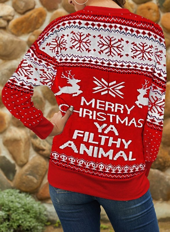 Christmas Round Neck 	Long Sleeve Hoodie