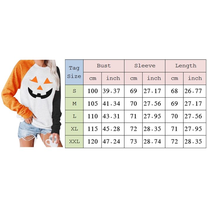 Women Halloween Print Long-sleeved Sweatshirt Round Neck Soft Cotton New Style Fashion Hip Hop Casual Woman Sweatshirts