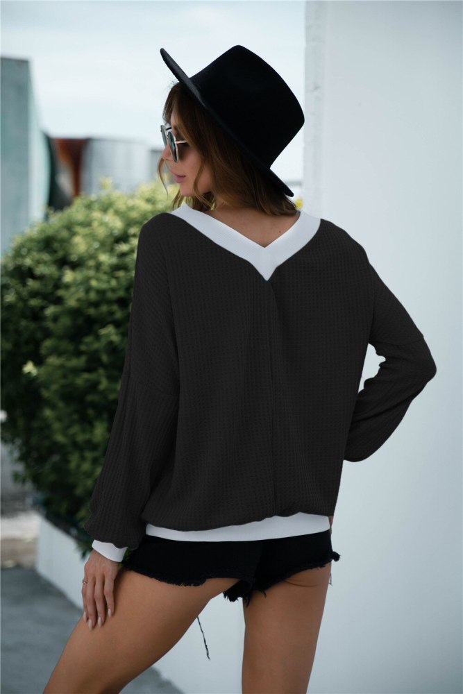2021 New Autumn Sexy V-neck Off-the-shoulder Long Sleeve Backless Knitted Top For Women