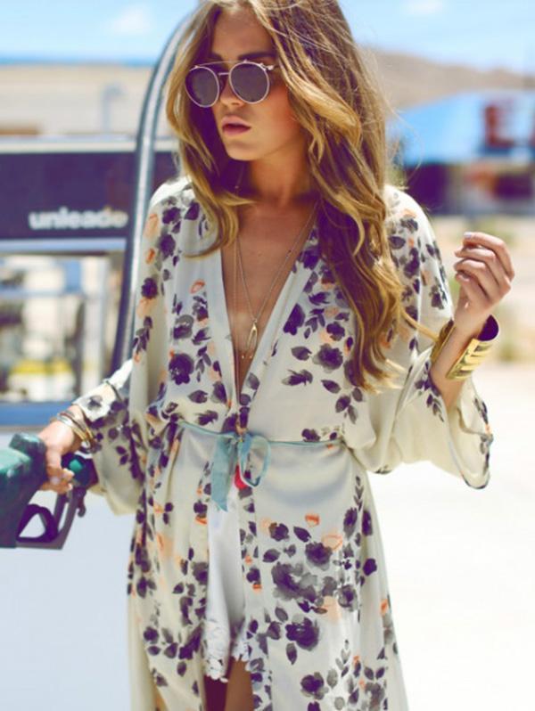 Chiffon Fashion Floral Printed Cover-up Outwear