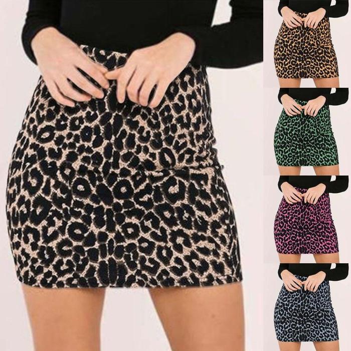 Women's Leopard Printed Skirt High Waist Sexy Pencil Hip Mini Skirts