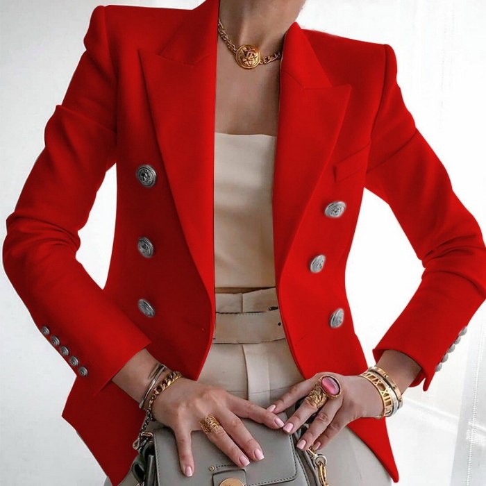 Blazer Women Office Jacket Double Breasted Harajuku Blazer Slim Fitting Female Blazer 2021 Coat Office Ladies Outfit