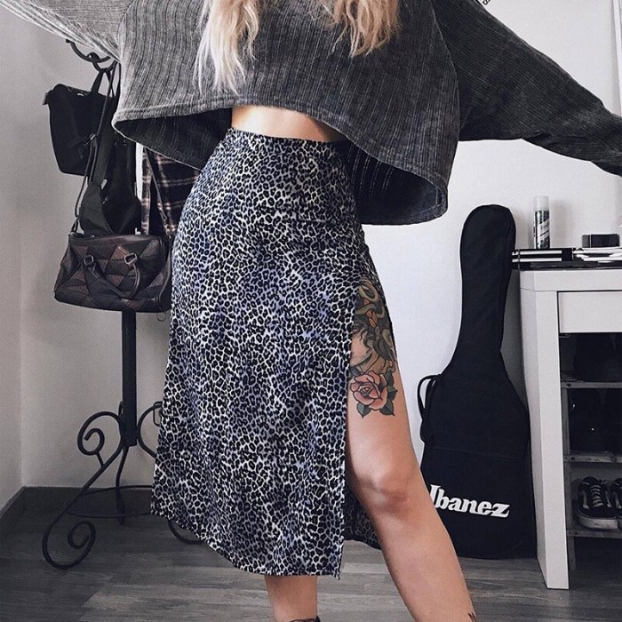 2021 Summer Sexy Women Lace Up Skirts High Waist Ruffles Loose Long Wrap Skirt Ladies Leopard Beach Boho Elegant Female Skirt