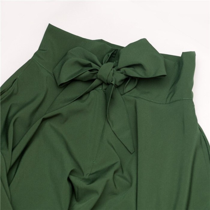 2021 Women Slit Long Maxi Skirt Vintage Ladies Fashion Pleated Flared Pockets Lace Up Bow Plus Size 4XL