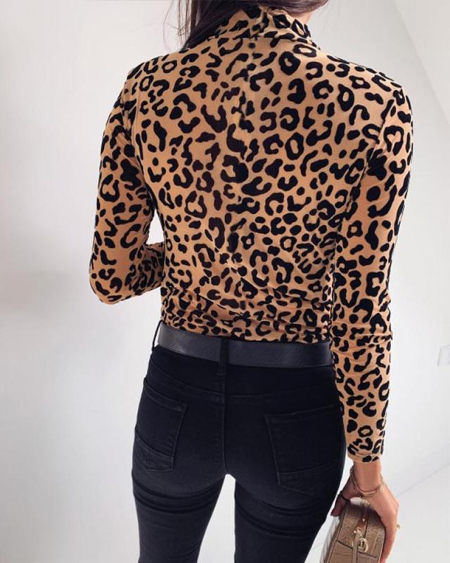 Leopard Print Long Sleeve Top