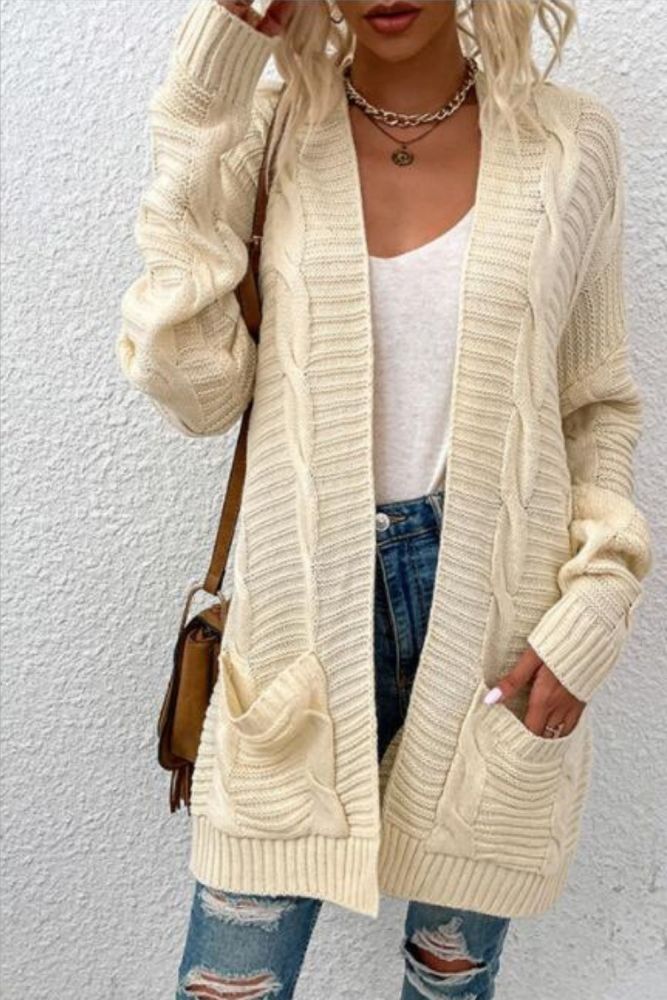 2021 Cardigan Sweater Cloak New Autumn and Winter Women's Clothing Twisted Rope Urban Elegant Pockets Wholesale Item Cape Coat