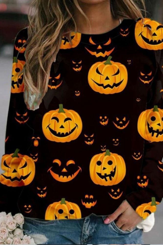 Women Halloween Hoodies Skull Print Pullover Skeleton Sweatshirt Tops 2021 Autumn Long Sleeve Cartoon O Neck Pullover Sweatshirt
