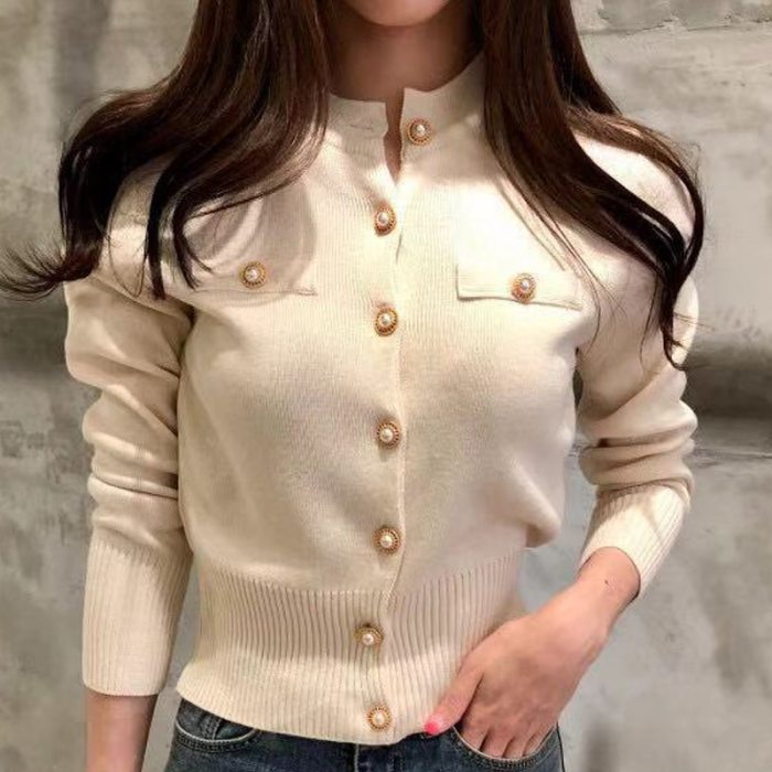 Single-Breasted Sweaters Cardigans Slim Long Sleeve Knitted Clothes
