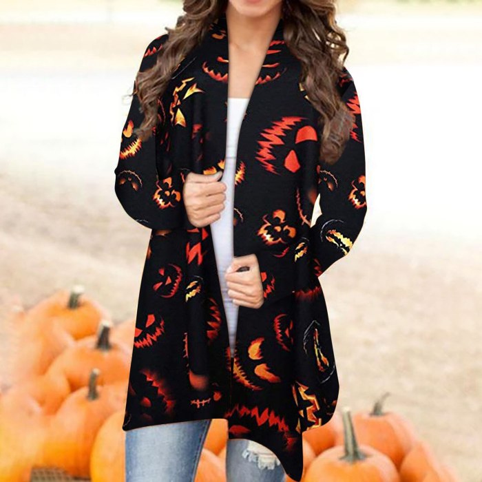 Fashion Cardigan Halloween Coat Sweaters Women Cat Animal Print Jackets Autumn Blouses Coat Female
